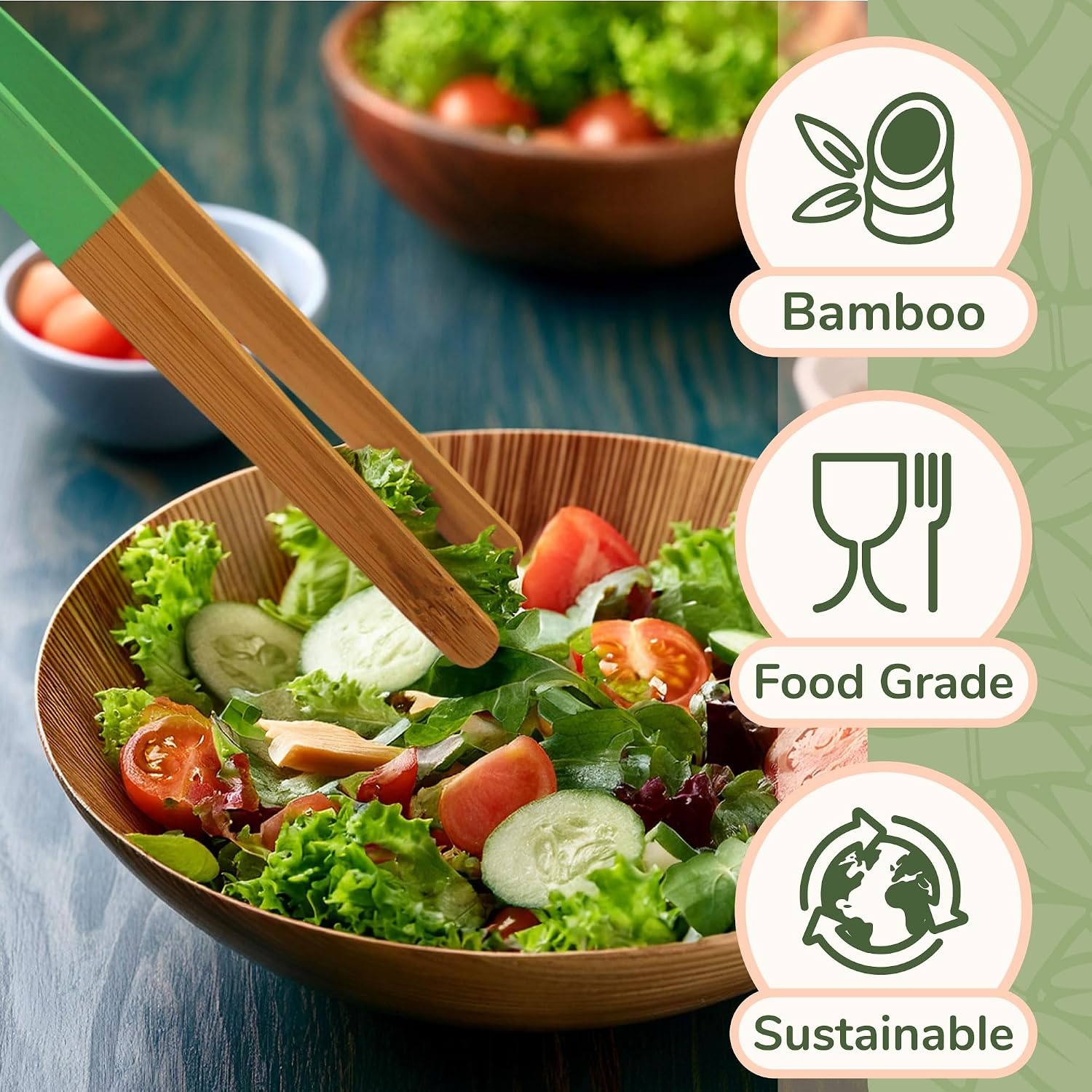 image:imageBambooMN 10 Reusable Bamboo A Toast Tongs  Colored Assortment  6 Pieces6