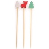 image:imageBambooMN  Christmas Holiday Bamboo Party Picks Skewers for Fruit Sandwiches Cocktails  59 15cm  Pinetree Reindeer Snowman  100pcsChristmas Assorted