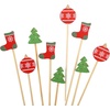 image:imageBambooMN  Christmas Holiday Bamboo Party Picks Skewers for Fruit Sandwiches Cocktails  59 15cm  Pinetree Reindeer Snowman  100pcsChristmas Dcor