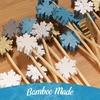 image:imageBambooMN  Winter Holiday Snowflake Bamboo Picks Skewers for Appetizers Desserts Cocktails  59 15cm  Blue White Gold Silver  100pcsAssorted Blue  White  Gold  Silver