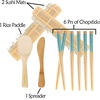 image:imageBambooMN 10 Piece Complete Sushi Making Kit 2x Bamboo Rolling Mats 1x Rice Paddle 1x Spreader and 6 Pairs Red Flowers ChopsticksDiamond Blue