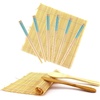 image:imageBambooMN 10 Piece Complete Sushi Making Kit 2x Bamboo Rolling Mats 1x Rice Paddle 1x Spreader and 6 Pairs Red Flowers ChopsticksDiamond Blue