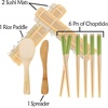 image:imageBambooMN 10 Piece Complete Sushi Making Kit 2x Bamboo Rolling Mats 1x Rice Paddle 1x Spreader and 6 Pairs Red Flowers ChopsticksDiamond Green