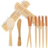image:imageBambooMN 10 Piece Complete Sushi Making Kit 2x Bamboo Rolling Mats 1x Rice Paddle 1x Spreader and 6 Pairs Red Flowers ChopsticksDiamond Orange