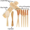 image:imageBambooMN 10 Piece Complete Sushi Making Kit 2x Bamboo Rolling Mats 1x Rice Paddle 1x Spreader and 6 Pairs Red Flowers ChopsticksDiamond Orange