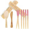 image:imageBambooMN 10 Piece Complete Sushi Making Kit 2x Bamboo Rolling Mats 1x Rice Paddle 1x Spreader and 6 Pairs Red Flowers ChopsticksDiamond Pink