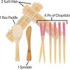 image:imageBambooMN 10 Piece Complete Sushi Making Kit 2x Bamboo Rolling Mats 1x Rice Paddle 1x Spreader and 6 Pairs Red Flowers ChopsticksDiamond Pink