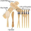 image:imageBambooMN 10 Piece Complete Sushi Making Kit 2x Bamboo Rolling Mats 1x Rice Paddle 1x Spreader and 6 Pairs Red Flowers ChopsticksFloral Blue