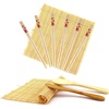 image:imageBambooMN 10 Piece Complete Sushi Making Kit 2x Bamboo Rolling Mats 1x Rice Paddle 1x Spreader and 6 Pairs Red Flowers ChopsticksFloral Red