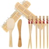 image:imageBambooMN 10 Piece Complete Sushi Making Kit 2x Bamboo Rolling Mats 1x Rice Paddle 1x Spreader and 6 Pairs Red Flowers ChopsticksFloral Red