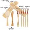 image:imageBambooMN 10 Piece Complete Sushi Making Kit 2x Bamboo Rolling Mats 1x Rice Paddle 1x Spreader and 6 Pairs Red Flowers ChopsticksFloral Red