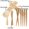 image:imageBambooMN 10 Piece Complete Sushi Making Kit 2x Bamboo Rolling Mats 1x Rice Paddle 1x Spreader and 6 Pairs Red Flowers ChopsticksFlowers Blue Chopsticks