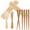 image:imageBambooMN 10 Piece Complete Sushi Making Kit 2x Bamboo Rolling Mats 1x Rice Paddle 1x Spreader and 6 Pairs Red Flowers ChopsticksFlowers Blue Chopsticks