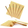image:imageBambooMN 10 Piece Complete Sushi Making Kit 2x Bamboo Rolling Mats 1x Rice Paddle 1x Spreader and 6 Pairs Red Flowers ChopsticksFlowers Green Chopsticks