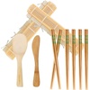 image:imageBambooMN 10 Piece Complete Sushi Making Kit 2x Bamboo Rolling Mats 1x Rice Paddle 1x Spreader and 6 Pairs Red Flowers ChopsticksFlowers Green Chopsticks