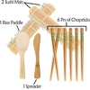 image:imageBambooMN 10 Piece Complete Sushi Making Kit 2x Bamboo Rolling Mats 1x Rice Paddle 1x Spreader and 6 Pairs Red Flowers ChopsticksFlowers Green Chopsticks
