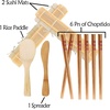 image:imageBambooMN 10 Piece Complete Sushi Making Kit 2x Bamboo Rolling Mats 1x Rice Paddle 1x Spreader and 6 Pairs Red Flowers ChopsticksFlowers Red Chopsticks