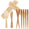 image:imageBambooMN 10 Piece Complete Sushi Making Kit 2x Bamboo Rolling Mats 1x Rice Paddle 1x Spreader and 6 Pairs Red Flowers ChopsticksFlowers Red Chopsticks