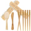 image:imageBambooMN 10 Piece Complete Sushi Making Kit 2x Bamboo Rolling Mats 1x Rice Paddle 1x Spreader and 6 Pairs Red Flowers ChopsticksFlowers Yellow Chopsticks