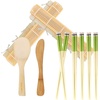 image:imageBambooMN 10 Piece Complete Sushi Making Kit 2x Bamboo Rolling Mats 1x Rice Paddle 1x Spreader and 6 Pairs Red Flowers ChopsticksPanda Green Chopsticks