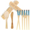 image:imageBambooMN 10 Piece Complete Sushi Making Kit 2x Bamboo Rolling Mats 1x Rice Paddle 1x Spreader and 6 Pairs Red Flowers ChopsticksPanda Light Blue Chopsticks