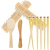 image:imageBambooMN 10 Piece Complete Sushi Making Kit 2x Bamboo Rolling Mats 1x Rice Paddle 1x Spreader and 6 Pairs Red Flowers ChopsticksPanda Yellow Chopsticks