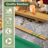 image:imageBambooMN 10 Reusable Red Dot End Japanese Bamboo Chopsticks  12 PairsGreen  Yellow