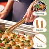 image:imageBambooMN 12 Reusable Bamboo A Tongs  Natural Brown  3 UnitsCarbonized  Fulcrum Block  3 Pieces