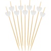 image:imageBambooMN 39 Decorative White Heart Bamboo Cocktail Fruit Sandwich Picks Skewers for Catered Events Holidays Restaurants or Buffets Party Supplies 100 Pieces300