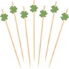 image:imageBambooMN 39 Inch Decorative St Patricks Day Green Shamrock Clover Bamboo Cocktail Sandwich Fruit Swizzle Picks Luck of the Irish Party Supplies 100 Pieces100