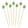 image:imageBambooMN 39 Inch Decorative St Patricks Day Green Shamrock Clover Bamboo Cocktail Sandwich Fruit Swizzle Picks Luck of the Irish Party Supplies 100 Pieces10000