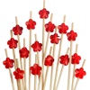 image:imageBambooMN 47 Decorative Acrylic Clear Flower End Bamboo Cocktail Fruit Sandwich Picks Skewers for Catered Events Holidays Restaurants or Buffets Party Supplies 100 PcsRed