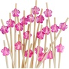 image:imageBambooMN 47 Decorative Acrylic Clear Flower End Bamboo Cocktail Fruit Sandwich Picks Skewers for Catered Events Holidays Restaurants or Buffets Party Supplies 100 PcsPurple