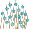image:imageBambooMN 47 Decorative Acrylic Clear Flower End Bamboo Cocktail Fruit Sandwich Picks Skewers for Catered Events Holidays Restaurants or Buffets Party Supplies 100 PcsLight Blue