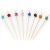 image:imageBambooMN 47 Decorative Acrylic Clear Flower End Bamboo Cocktail Fruit Sandwich Picks Skewers for Catered Events Holidays Restaurants or Buffets Party Supplies 100 PcsRed