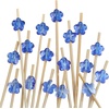 image:imageBambooMN 47 Decorative Acrylic Clear Flower End Bamboo Cocktail Fruit Sandwich Picks Skewers for Catered Events Holidays Restaurants or Buffets Party Supplies 100 PcsDark Blue