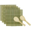 image:imageBambooMN 4x Sushi Making Rolling Mats and 2x Rice Paddle Set NSet M  4 Green Sushi Mats  2 Paddles