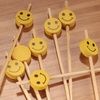 image:imageBambooMN 59 Decorative Bamboo Pink Pearl Cocktails Hors Doeuvres Fruit Sandwich Skewers Picks for Catered Events Holidays Restaurants or Buffet Party Supplies 200 PiecesSmiley Face