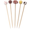 image:imageBambooMN 59 Decorative Sports Ball End Bamboo Cocktail Fruit Sandwich Picks Skewers for Catered Events Holidays Restaurants or Buffets Party Supplies Baseball 100 pcsAssorted