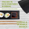 image:imageBambooMN 6 Piece 2 Sets of 7 Reusable EcoFriendly Black Bamboo Sushi Serving PlatesTrays Chopsticks and Soy Sauce Dishes IncludedBlack