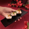 image:imageBambooMN 6 Piece 2 Sets of 7 Reusable EcoFriendly Black Bamboo Sushi Serving PlatesTrays Chopsticks and Soy Sauce Dishes IncludedCarbonized Brown