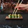 image:imageBambooMN 6 Piece 2 Sets of 7 Reusable EcoFriendly Black Bamboo Sushi Serving PlatesTrays Chopsticks and Soy Sauce Dishes IncludedCarbonized Brown