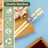 image:imageBambooMN 95 Reusable Floral Japanese Bamboo Chopsticks  Blue  6 PairsBlue Floral