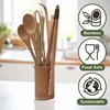 image:imageBambooMN Bamboo Kitchen Utensil Holder for Countertop Utensil Crock for Cooking Utensils  7 x 4  Carbonized Brown  1 Piece8Piece Set  Holder