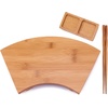 image:imageBambooMN Bamboo Sushi PlateTray Chopsticks and Compartment Sauce Dish 116 Fan  2 SetsFan Large