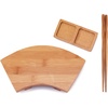 image:imageBambooMN Bamboo Sushi PlateTray Chopsticks and Compartment Sauce Dish 116 Fan  2 SetsFan Small