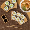 image:imageBambooMN Bamboo Sushi PlateTray Chopsticks and Compartment Sauce Dish 116 Fan  2 SetsFan Small
