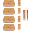 image:imageBambooMN Bamboo Sushi PlateTray Chopsticks and Compartment Sauce Dish 116 Fan  2 SetsRectangle Medium