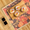 image:imageBambooMN Bamboo Sushi PlateTray Chopsticks and Compartment Sauce Dish 116 Fan  2 SetsRectangle Small