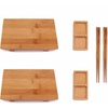 image:imageBambooMN Bamboo Sushi PlateTray Chopsticks and Compartment Sauce Dish 116 Fan  2 SetsRectangle Small